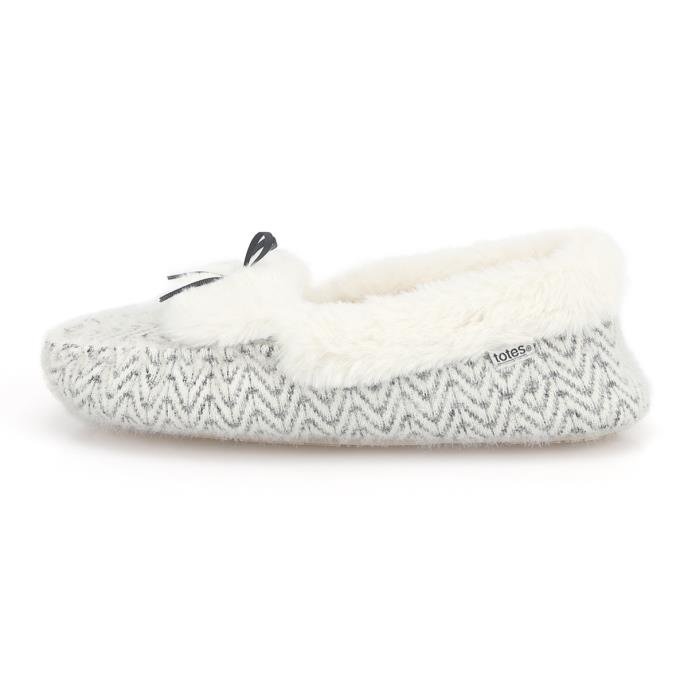 totes toasties® Ladies Sparkle Moccasin Slippers Cream Multi Extra Image 4